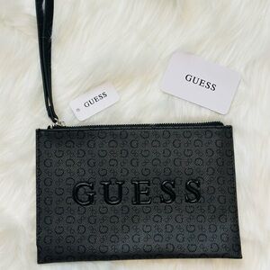 GUESS Black Patterned Wristlet